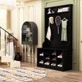 thumbnail image 2 of FUFU&GAGA Coat Rack  Hall Tree Shoe Bench Accent Furniture Entryway Living Room Black, 2 of 5