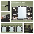 thumbnail image 3 of LEDREM Modern LED Vanity Desk with Mirror - 6 Drawers & 4 Open Shelves, Dimmable Lights (10 Bulbs), Sturdy Particleboard, Easy Assembly, Ebony Black, 3 of 6