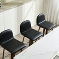 thumbnail image 4 of Swivel Bar Stools Set of 1, 26" Counter Height Upholstered PU Leather Barstools with Low Back Walnut Bentwood Legs, Mid Century Modern Bar Chair Kitchen Island Stool, 4 of 11