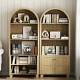 thumbnail image 3 of IDEALSOUL Arched Kitchen Pantry Cabinet, 70-inch Arched Cabinet, Open Shelf Storage Cabinet with 2 Doors and 5 Shelves(Wood color), 3 of 15