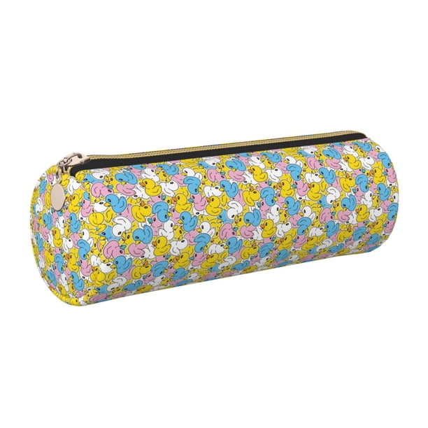 Disketp Colorful Duck Estuche Organizador de Lápices de Cuero, Estuche de Oficina con Cremallera para Bolígrafo y Lápiz