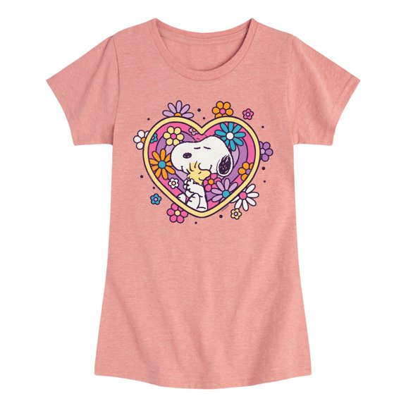 Peanuts - Hug Heart Flower - Toddler And Youth Girls Short Sleeve Graphic T-Shirt