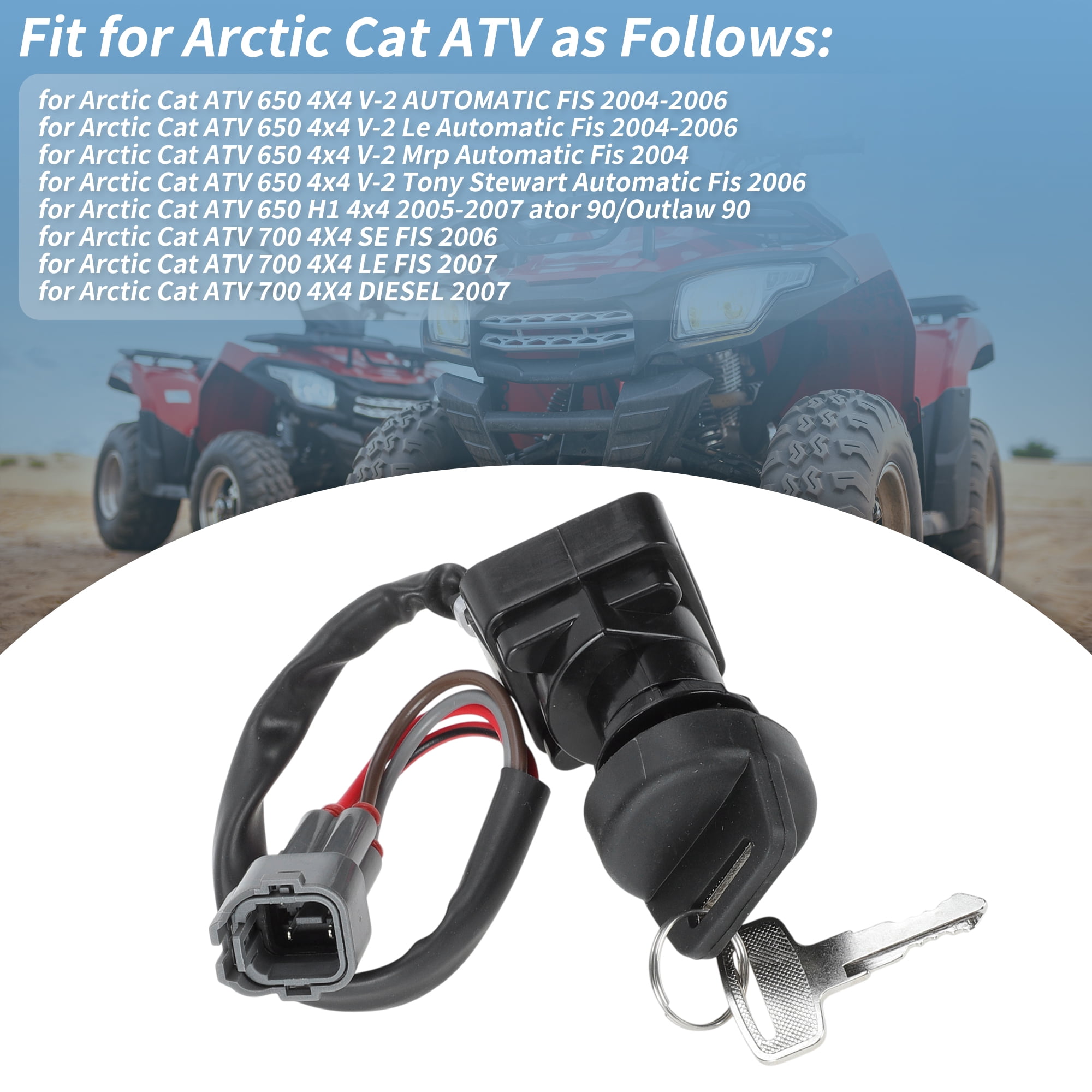Unique Bargains Ignition Key Switch for Arctic Cat ATV 650 700 4X4 H1 V2 4 Pins