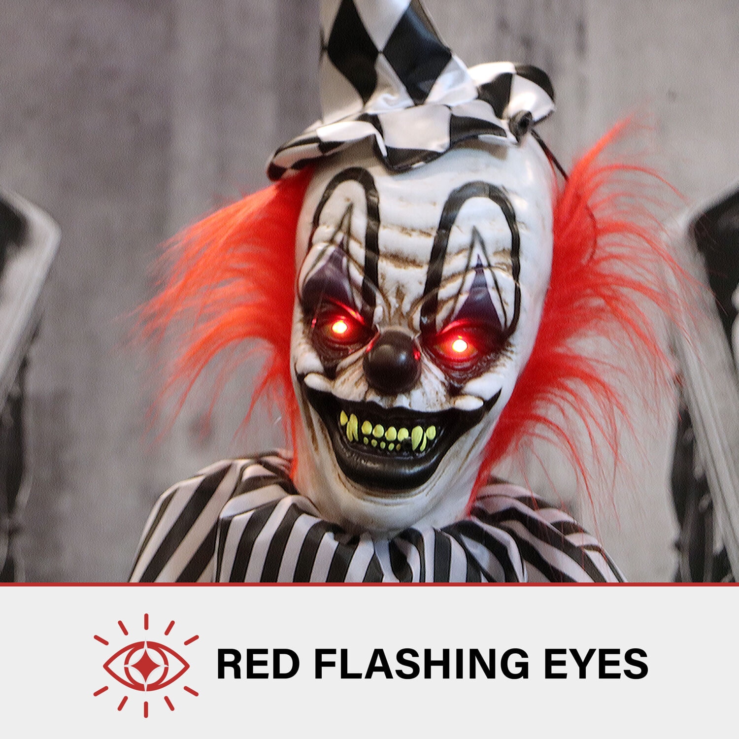 Haunted Hill Farm 6 ft Animatronic Talking Clown on a Stage with Movement and Light-Up Eyes for Scary Halloween Decoration, HHCLOWN-31FLSA