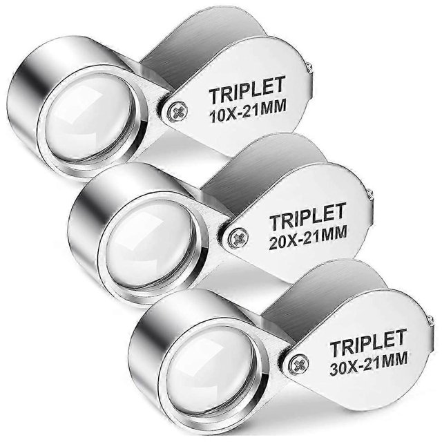 3 Pieces Jewelers Eye Loupe Set 10X, 20X and 30X Pocket Jewelry Loupe, Jewelers Eye Magnifying Glas