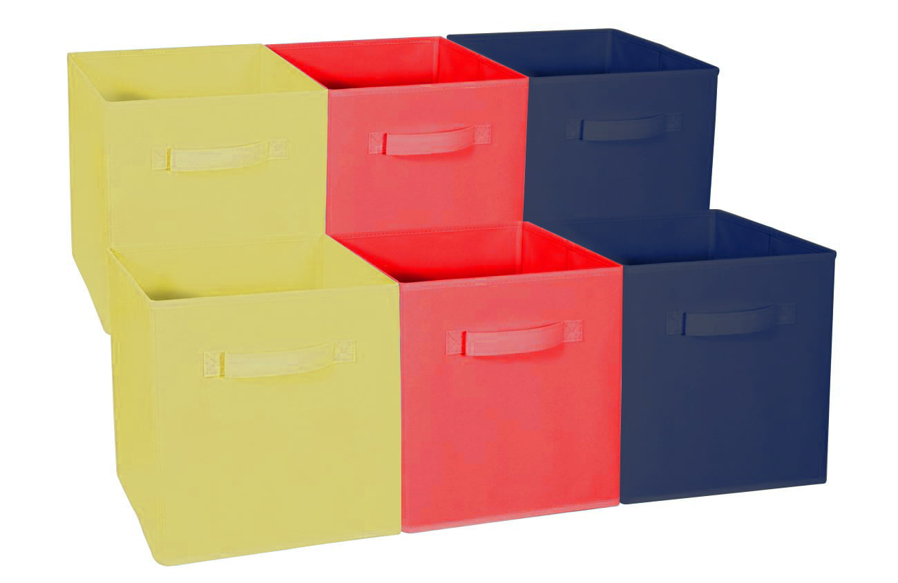 SimpleHouseware Foldable Cube Storage Bin with Handle Red 12-Inch Cub 6 Pack 