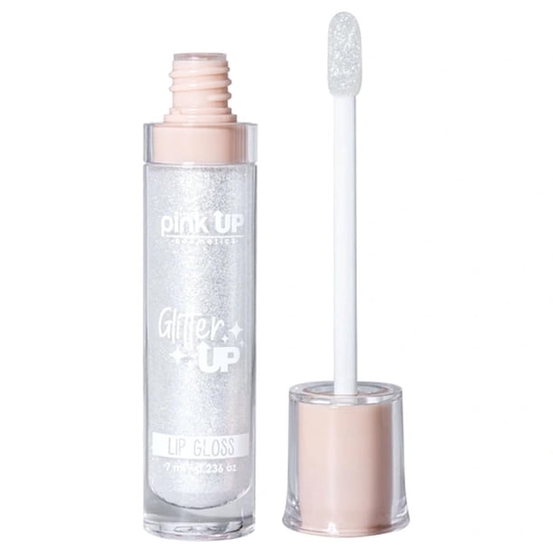 Brillo con Glitter para labios Glitter Up Pink Up plateado