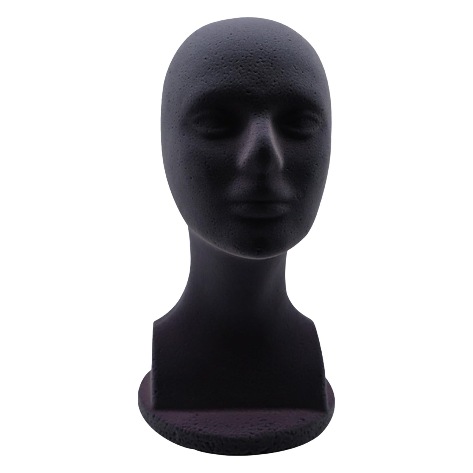 FITYLE 2xMale Foam Mannequin Head Model Hat Display Stand Black Practical Height 32cm