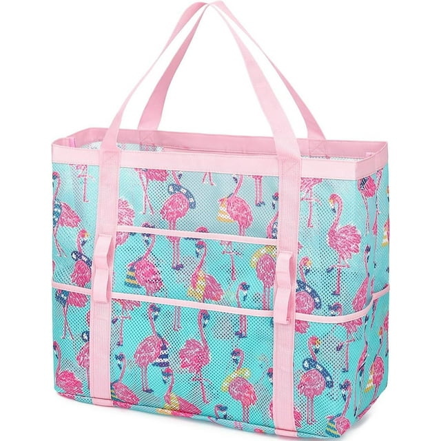 Mesh Beach Bag, Extra Large Beach Tote with Zipper Pocket Pool Bag for Cruise/Swim/Vacation Essentials