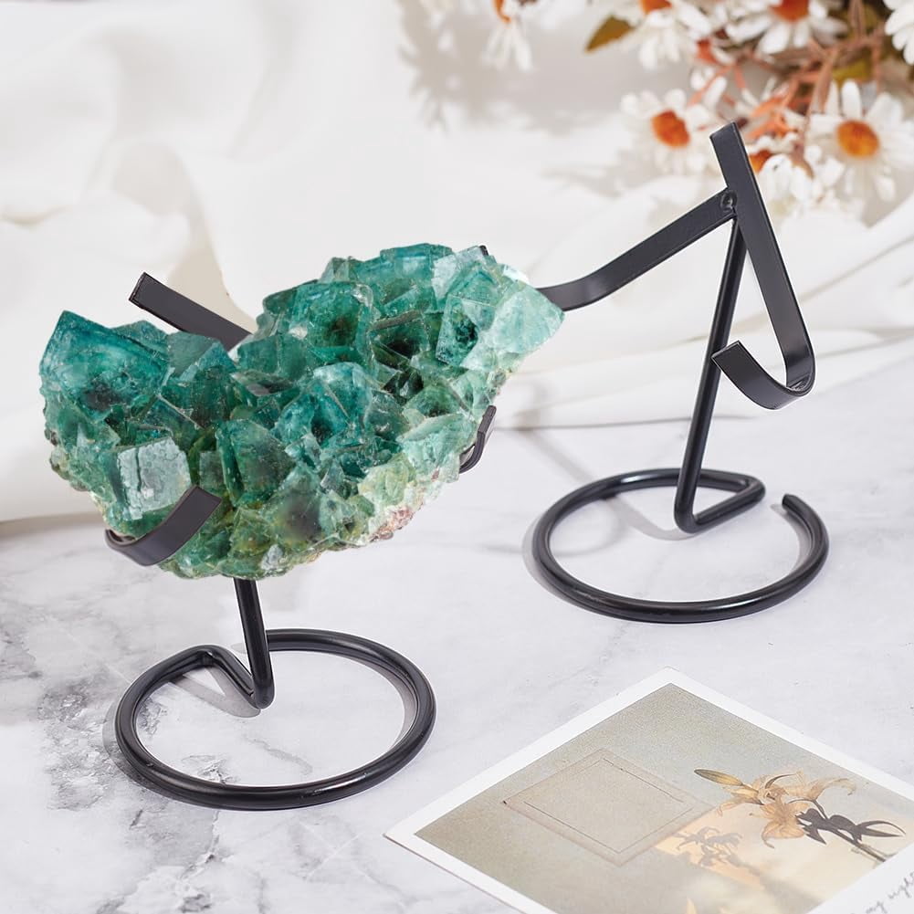 6 Pcs Metal Holder Iron Easel Stands Holder Decorative Ball Stand for Rocks Geodes Heart Stones Black for diy