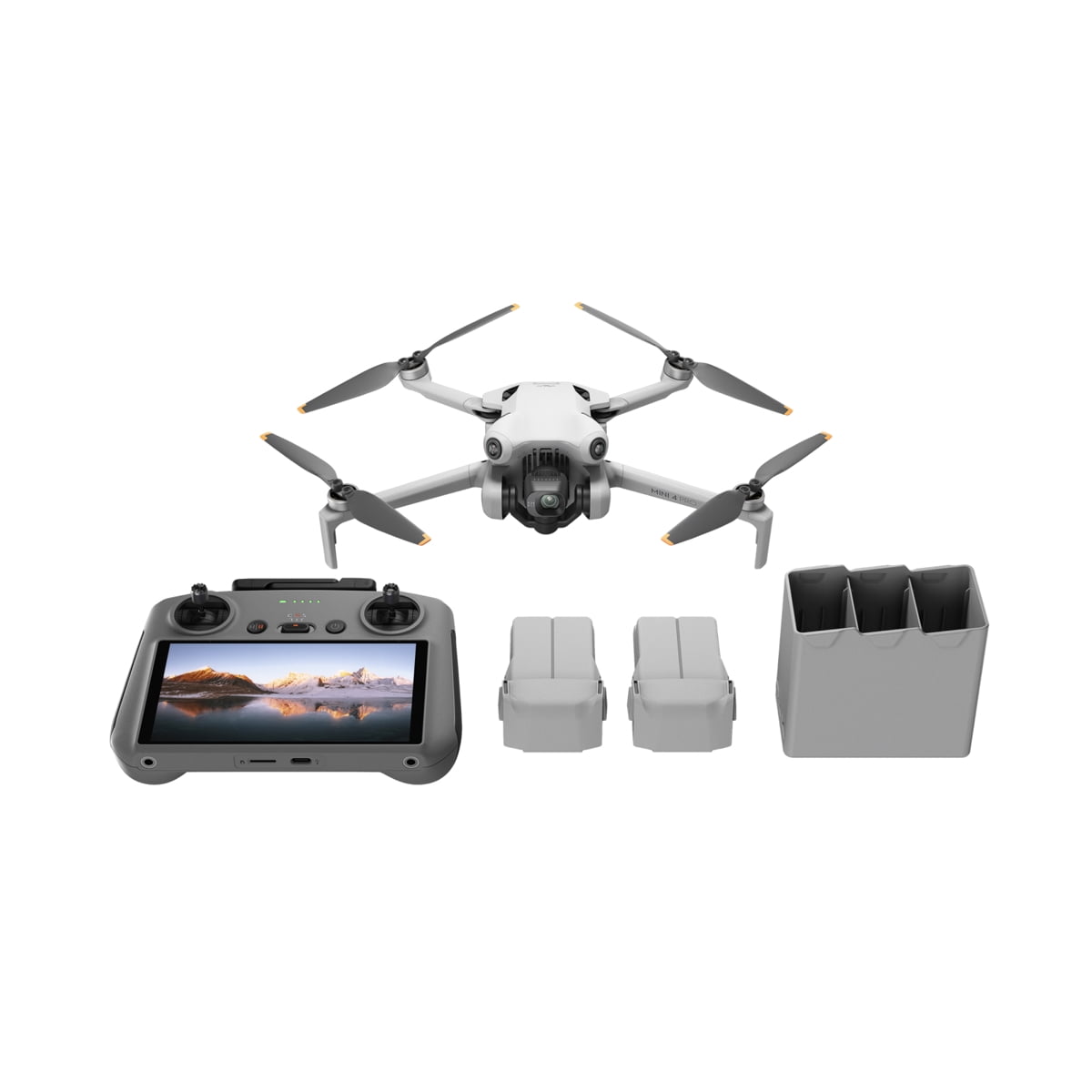 DJI Mini 4 Pro Drone Fly More Combo Plus with 3x High Capacity Batteries, Bundle with Strobe Anti-Collision Light, Portable Telescoping Stool/Chair, Joysticks, UV Filter, Lanyard Neck Strap, Cleaning