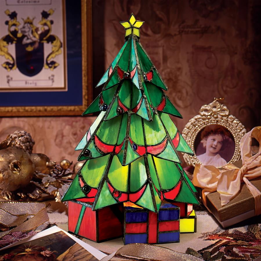 Design Toscano Christmas Tree Stained Glass Illuminated Sculpture