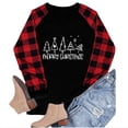 thumbnail image 4 of Tops Navideños Para Mujer, Blusas de Manga Larga, Moda Holgada, Costura A Cuadros, Cuello Redondo, Otoño Odeerbi ODB192100, 4 of 6