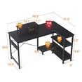 thumbnail image 2 of ODK Bureau Compact en Forme de L de 47 Pouces avec Étagères de Rangement et Support pour Moniteur, Noir, 2 of 8