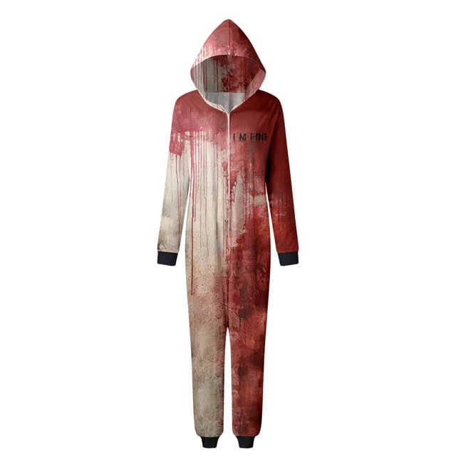 KHONTS , Pyjamas d'Halloween Assortis pour la Famille Combinaison Adulte Couples Hommes Pjs Pyjama une Pièce Fantaisie pour Femmes Rouge Brique TG