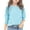 Blue, variant on Ruyang Girls Pleated 3/4 Puff Sleeve Tshirt Kids Summer Solid Tee Shirts Causal Trendy Blouses School Dress Shirt Tops