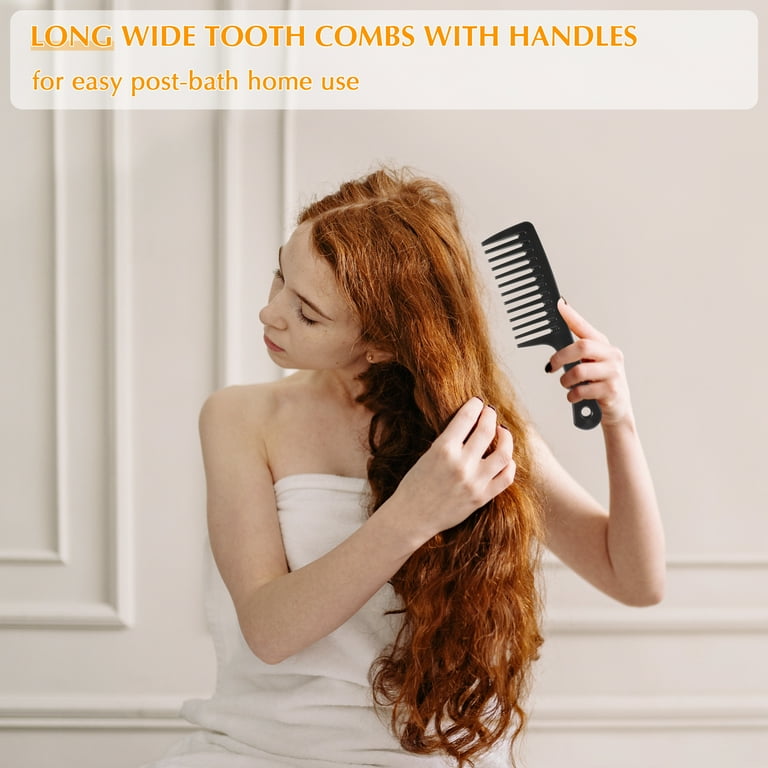 3Pcs Wide Tooth Comb, Black Large Thick Detangling Hair Comb with