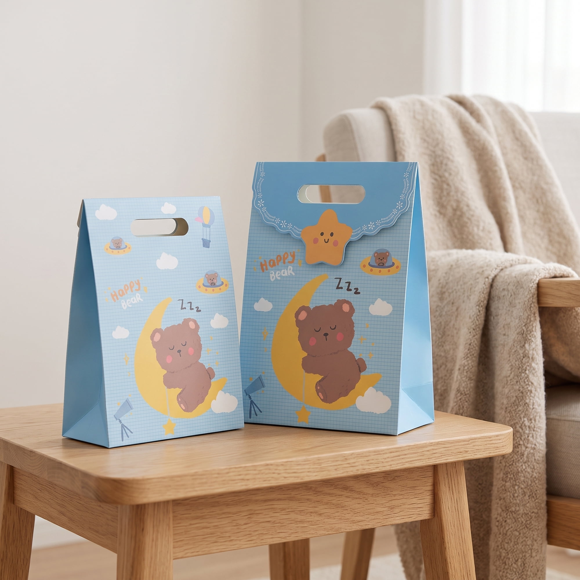 Unique Bargains Stylish Gift Bags with Comfortable Handles Blue 7.5" x 3.5" x 10.6"
