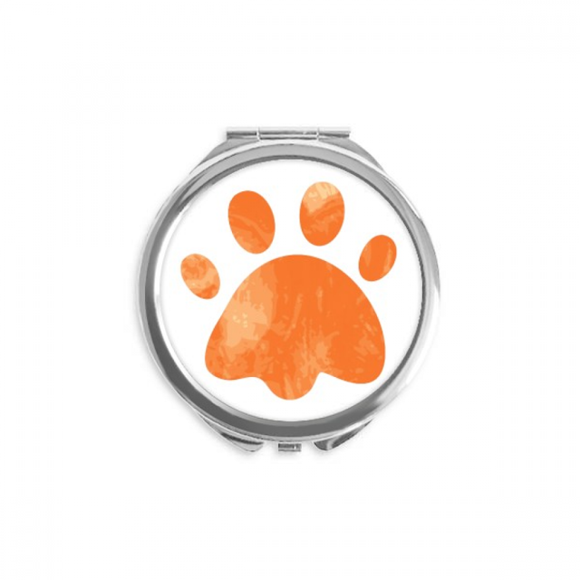 Empreinte de Chat Empreinte de Patte Orange Miroir Compact Rond Portable de Poche en Verre