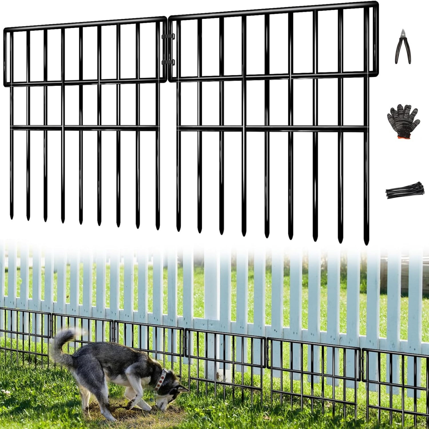 25 Panels Animal Barrier Fence, 27 Ft(L) X 13 in(H) No Dig Garden Edging Border for Yard, Anti Digging Defense Barrier, Metal Outdoor Decorative Garden Fences for Dogs, Rabbits