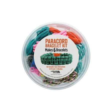Leisure Arts Paracord Bright Bracelet Kit – DIY Paracord Bracelet Making Kit with 6 Cobra Stitch Knot Patterns, Parachute Cord & Buckles – Paracord Craft Kit for Adults & Kids 12+