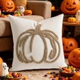thumbnail image 1 of Fall Halloween Pumpkin Tufted Throw Pillow Cover Embroidered Decorative Cushion Cover Holiday Couch Sofa Bed Home Decor Pillowcase, 1 of 6