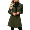 thumbnail image 3 of Tqcoqu Pea Coats For Women Stand Collar Single Breasted Trench Coat Fashion A-Line Fall Winter Jackets, 3 of 10
