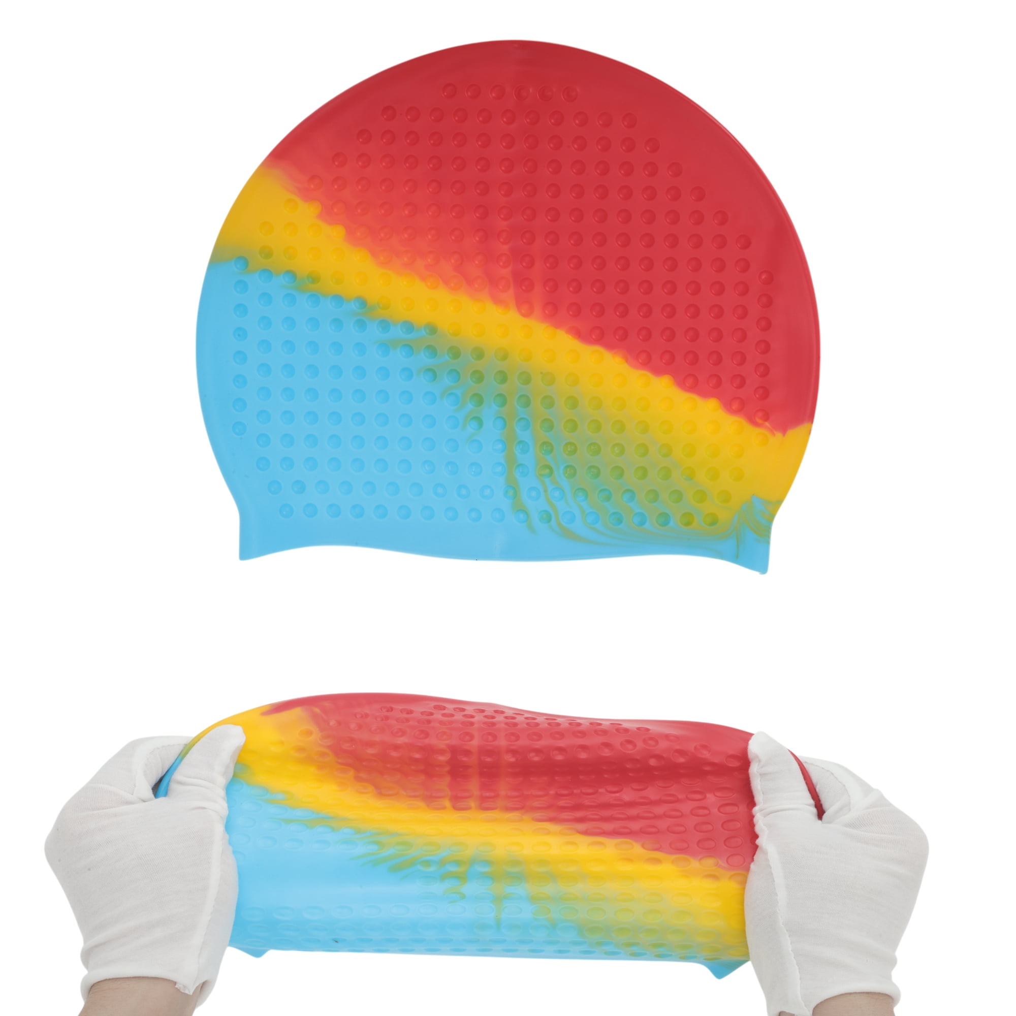Unique Bargains Waterproof Bubbles Texture Swimming Cap Assorted Color, Red