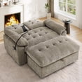 thumbnail image 3 of Muumblus 56" Loveseat with Storage Ottoman, Adjustable Backrest, USB, Phone Stand, Comfy Leisure 2-Seater Sofa Bed for Living Room, Brown Chenille, 3 of 13