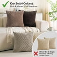 thumbnail image 5 of HAPPINESS 4 Pack Decorative Throw Pillow Covers, 18x18 Inch Soft Plush Striped Corduroy Couch Pillow Covers, Beige Brown Coffee, 5 of 11