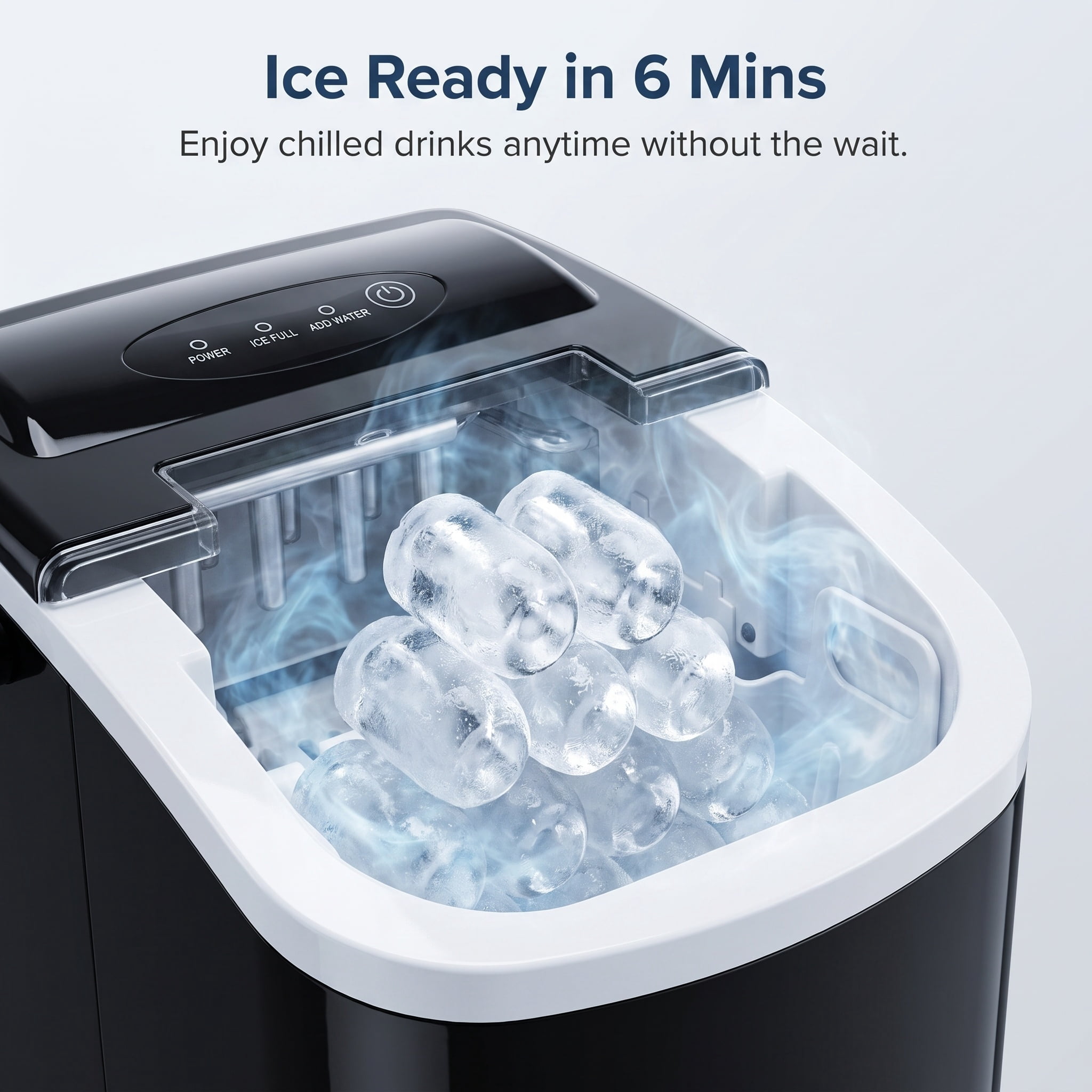 9 Bullet Ice Maker, 26.5lbs/24H Compact Countertop Ice Machine, 9 9 Bullet-Shaped Ices Ready in 6-13 Mins, Portable Ice Maker for Home, Bar