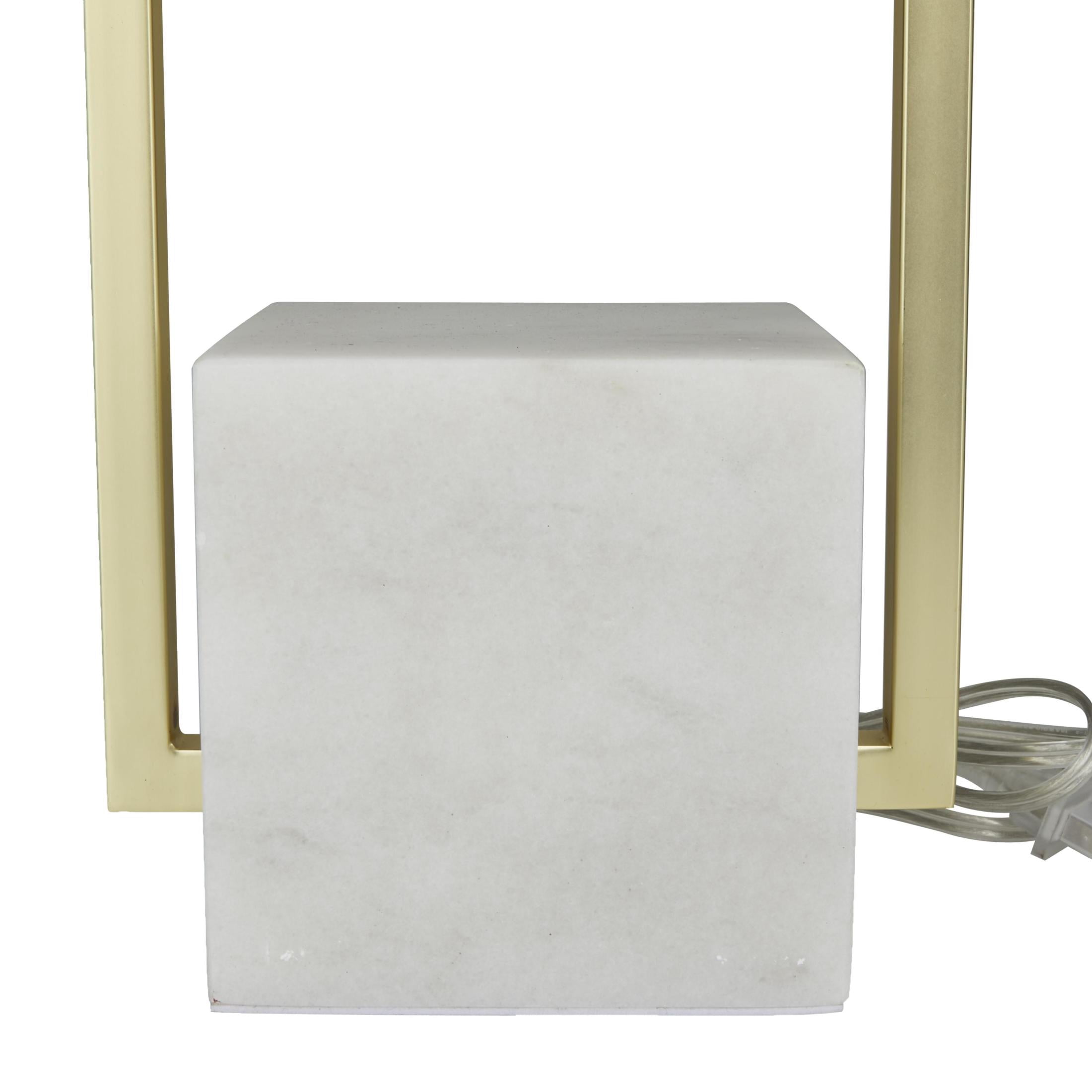 CosmoLiving by Cosmopolitan 27" Geometric Gold Table Lamp with Cream Linen Shade
