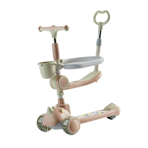 Patinete para niños, patinete de 3 ruedas, mini patinete de juguete inclinado para dirigir, patinete de 3 ruedas, ruedas iluminadas para niños y niñas Rosa