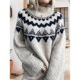 thumbnail image 4 of Suéter de Mujer Vintage de Cuello Redondo y Larga de Punto Grueso para Otoño e Invierno Gris M, 4 of 9