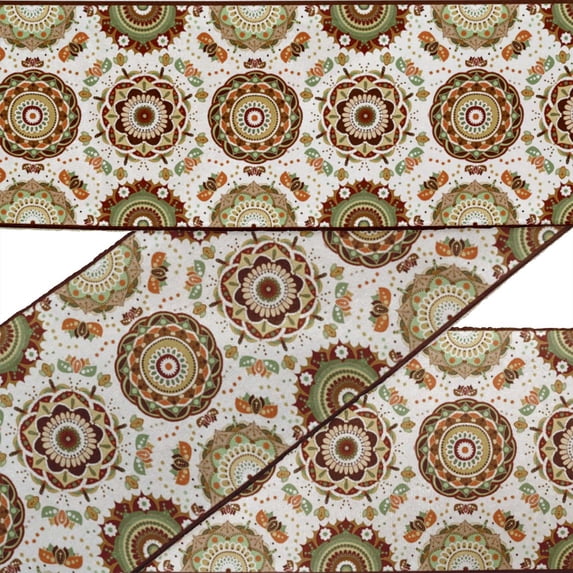 IBA Indianbeautifulart White Mandala Kaleidoscope Fabric Lace Dressmaking Velvet Trim Tape Printed Sewing Lace 9 Yards 3 Inches
