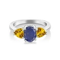 thumbnail image 2 of Gem Stone King 2.22 Ct Oval Blue Lapis Yellow Citrine 925 Sterling Silver Ring, 2 of 4