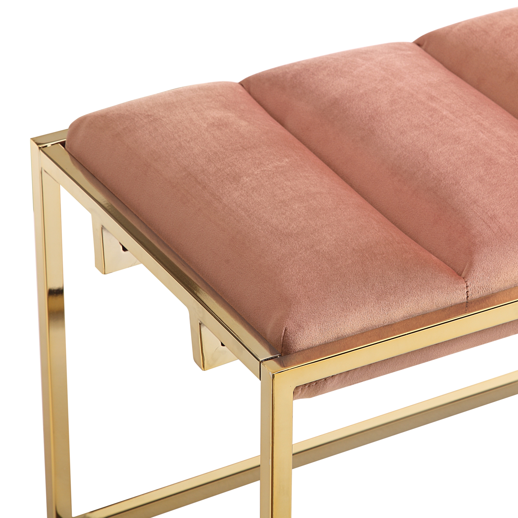 Nicole Miller New York Tristian Velvet Bench, Blush/Gold