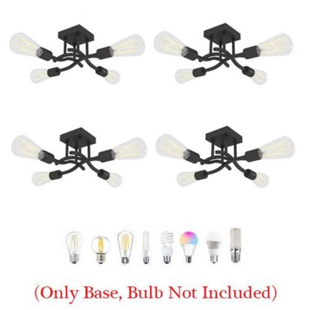 

Hemousy 4PCS Modern Ceiling Light E26 Base 4 Lights Rustic Semi Flush Mount Chandeliers Ceiling Lamp Fixture for Kitchen Living Room Dining Room