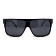 thumbnail image 2 of Kush Polarized Antiglare Flat Top All Black Oversized Rectangle Gangster Sunglasses Gloss - Silver Logo, 2 of 5