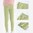 thumbnail image 4 of LLYWEY Girls Leggings with Pockets, Toddler Girls Seamless High Waisted Yoga Pants, Kids Comfortable Breathable Workout Running Ankle Length Trousers, Style-PT-14, Green, 4T, 4 of 9