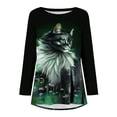 thumbnail image 4 of Blusa de manga larga con cuello redondo para mujer, camisetas informales con estampado de animales Pompotops FGAJ815, 4 of 5