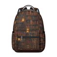 thumbnail image 1 of Bookstore Books Coffee Students Backpack I'd Rather Be Reading Design, Educational Bookshelf School Bag with Bookmark Motif, Adjustable Straps for Students, 1 of 4