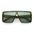 thumbnail image 1 of Rimless Oversized Monoblock Shield Rectangle Mobster Plastic Sunglasses All Green, 1 of 7