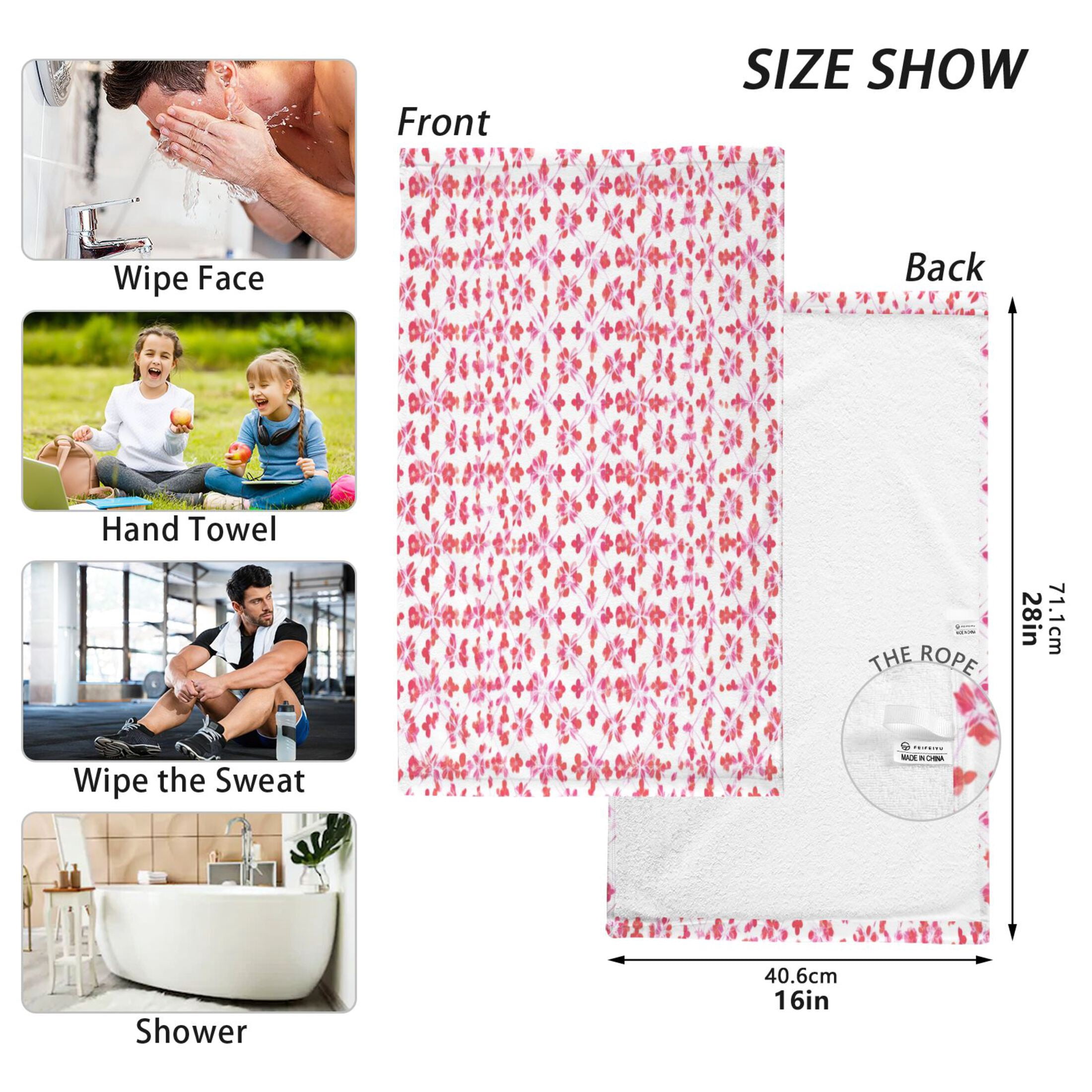 2 Pieces of Cotton Towel Face Towel Set Hand Towel Bath Towel Cotton Bath Towel Sets Blush Dots Soft Texture Weave