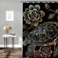 thumbnail image 2 of Orinice  Turtle Theme Shower Curtain Set Floral Bathroom 59 Pcs Set Gold Black Tortoise Rugs Sea Marine Life Toilet Lid Cover Bath Mat 36x72, 2 of 7