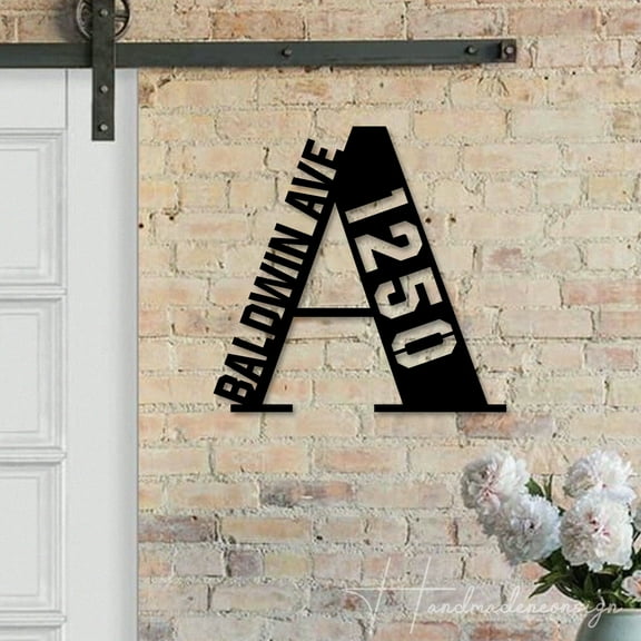 Handmadetneonsign Monogram Address House Number, Monogram Home Address Metal, Home Number Metal Wall Sign 63740