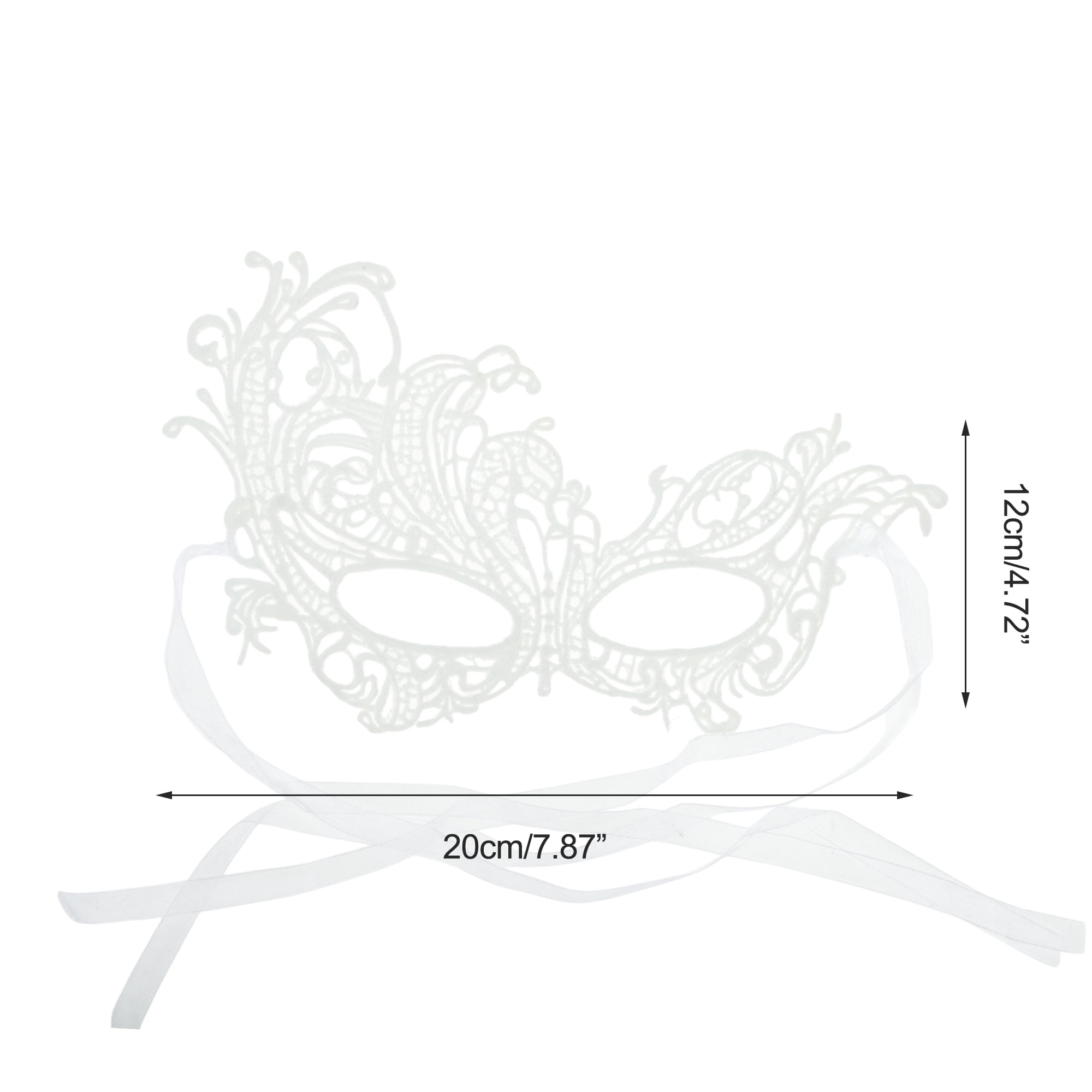 Unique Bargains Elegant Lace Half Face Party Mask for Halloween White Pattern 2