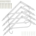 thumbnail image 6 of WORGEOUS Set of 4 White Floating Shelf Brackets, Wall Mounted Floral Decorative Cast Corner Joint Supports, 6 of 8