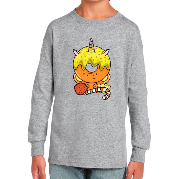 Funny Unicorn Donut V Long Sleeve Toddler -Image by Shutterstock, 4 Toddler