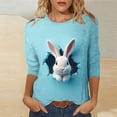 thumbnail image 4 of Alun Easter Graphic Print Casual Loose Fit 3/4 Sleeve T Shirts Womens Soft Breathable Round Neck Top for Happy Easter Celebration Plus Size Soft Comfort Spring Tees 17-Light Blue XXL, 4 of 5